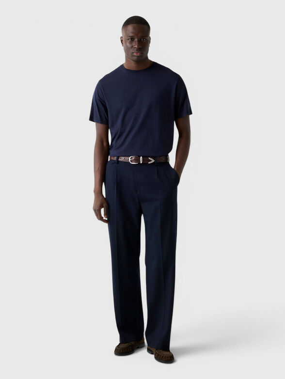 Dark blue cotton-blend T-shirt - 2