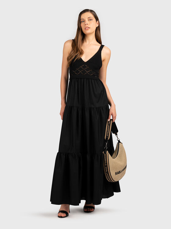 Black maxi dress with ribbon on the back - 1