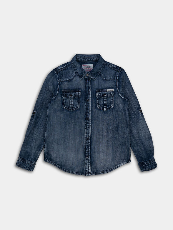 Denim shirt with long sleeves and pockets - 1