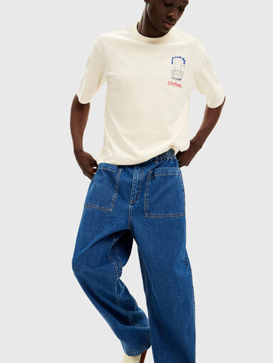 Blue jeans with wide legs - 4