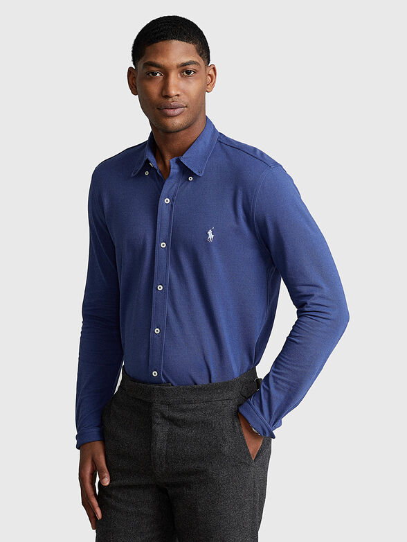 Dark blue cotton shirt - 1