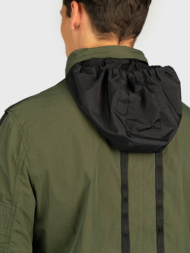 Green jacket with foldable hood - 4