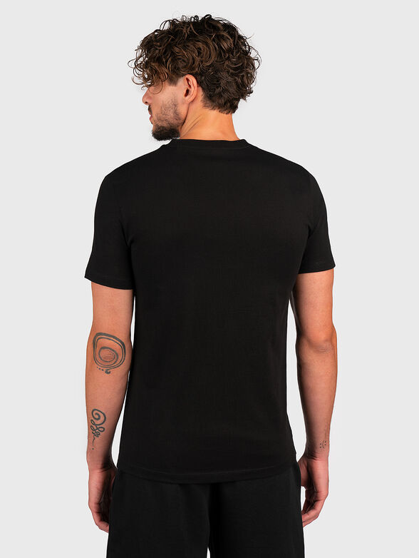 Black cotton T-shirt with triangular logo accent - 3