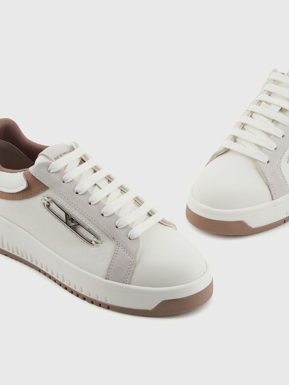 Leather sneakers with logo - 4