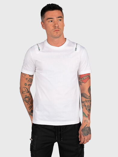 White cotton T-shirt with zippers - 1
