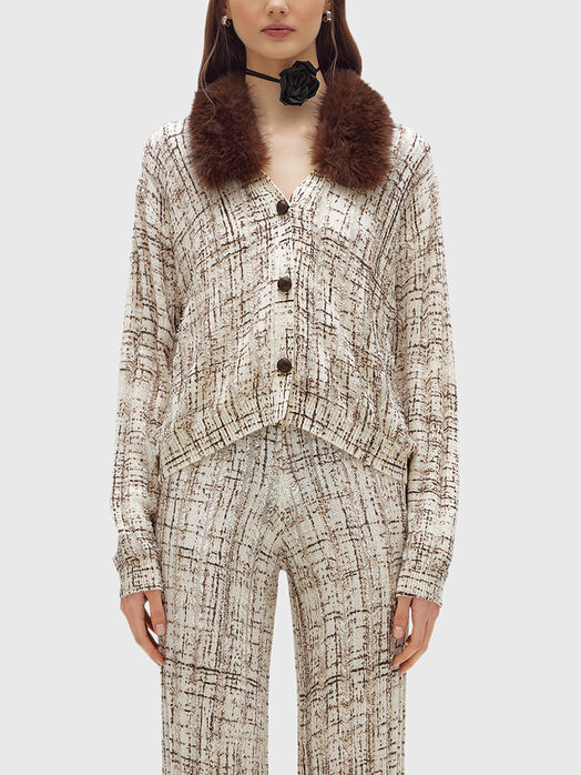 Cardigan with faux fur collar