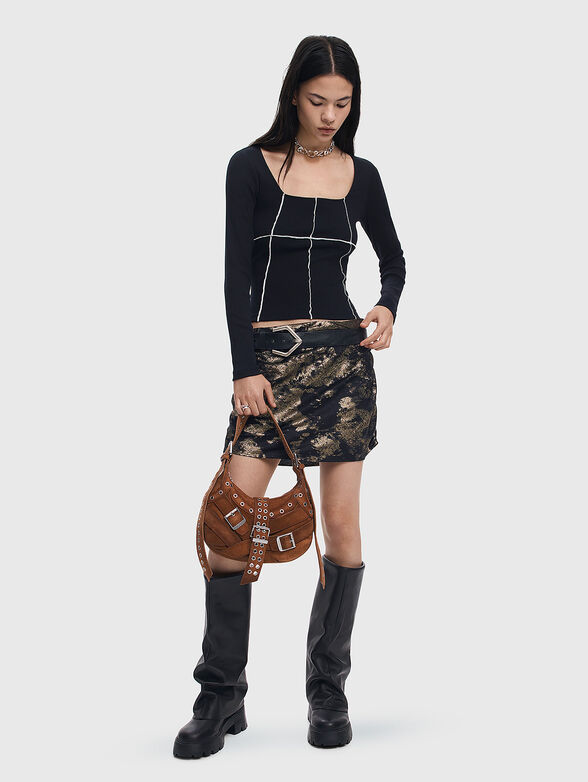 Stretch ribbed blouse with contrast stitching - 2