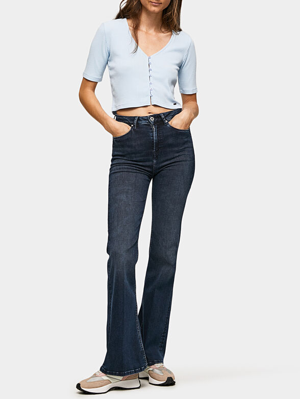 MEADOW white blouse with short sleeves and buttons - 2