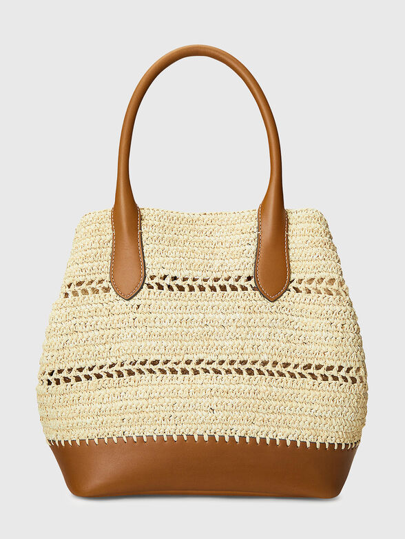 Knitted raffia bag with leather elements - 3
