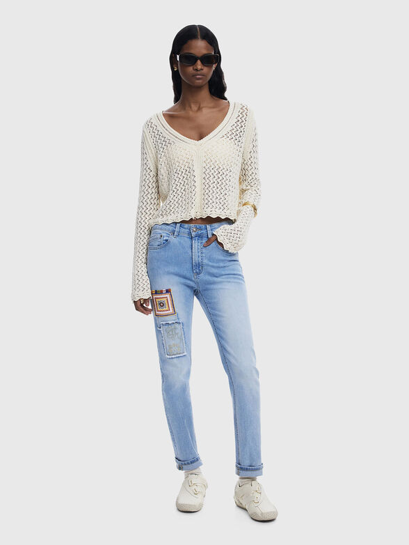 Knitted V-neck sweater - 1