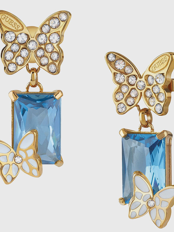 BUTTERFLY gold earrings with rhinestones - 2