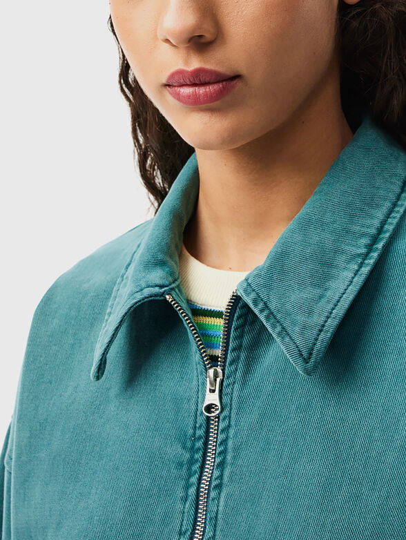 Red denim jacket with zip - 4