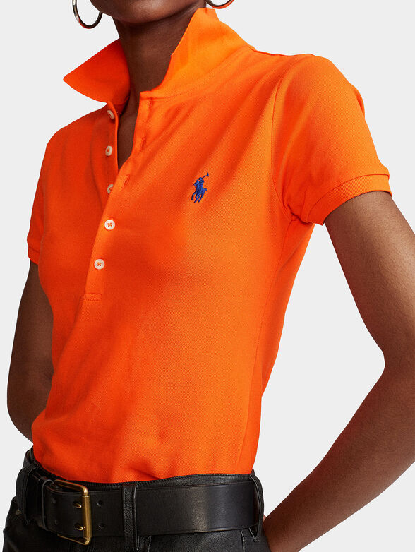 Orange polo-shirt with logo detail - 4
