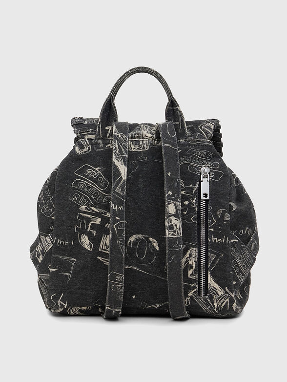 Denim backpack with print - 3