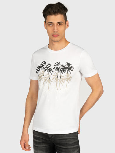 Black t-shirt with tropical print - 1