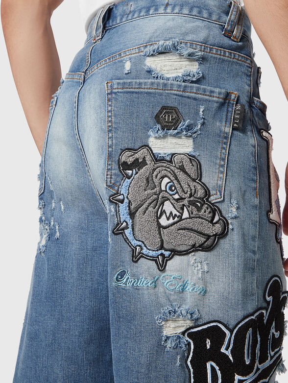 Denim shorts with embroidery and patches - 3