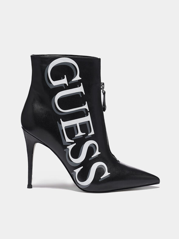 ORBIT Black leather ankle boots with maxi logo - 1