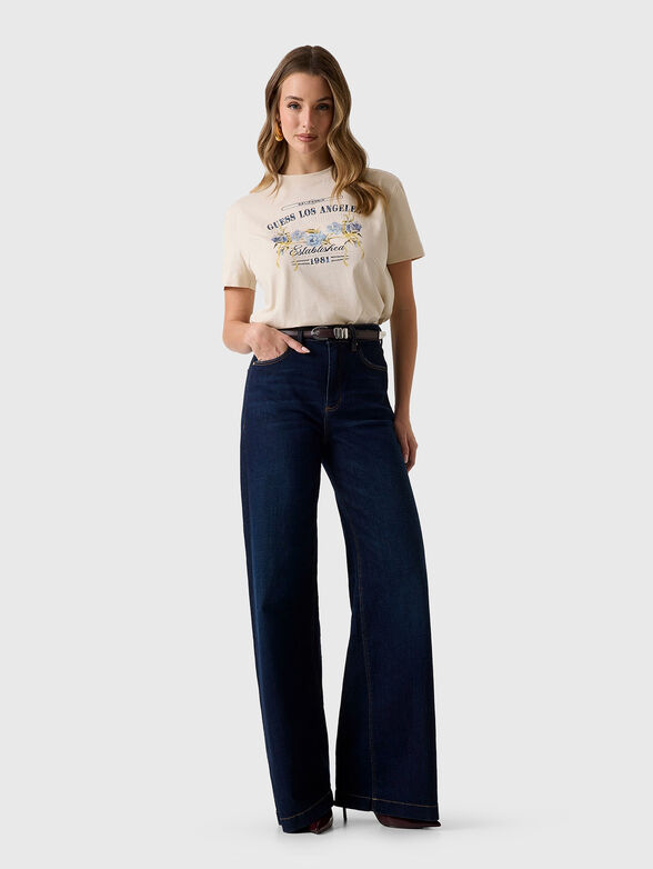 T-shirt with floral print and rhinestones - 2