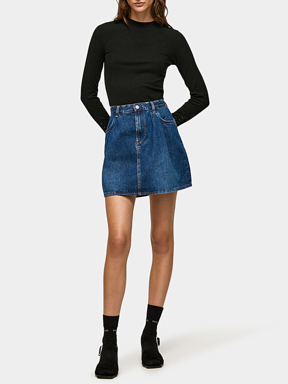 LARA black blouse with accent buttons - 2