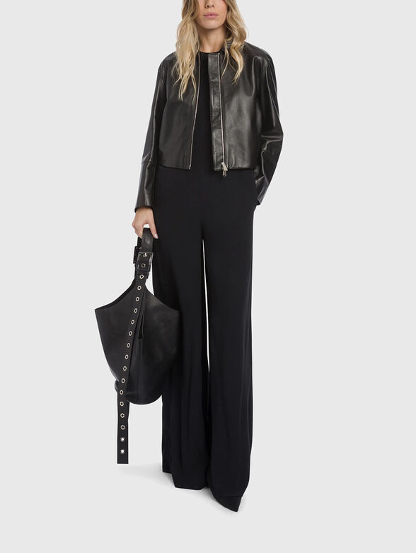 Leather jacket with a classic collar - 2
