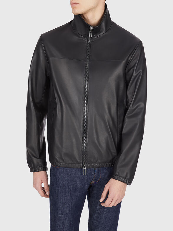 Black leather jacket with zip - 4