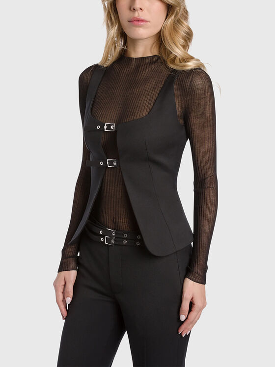 Wool blend top with buckles - 1