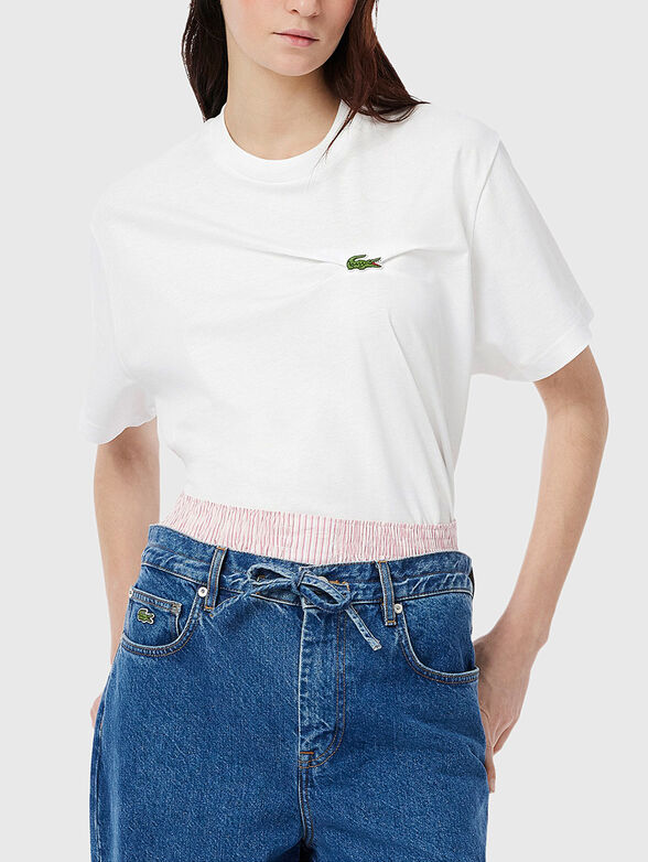 Cotton T-shirt with oval neckline - 1