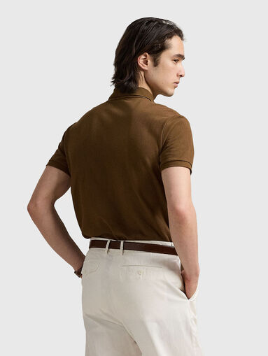 Brown polo shirt with embossed texture - 3