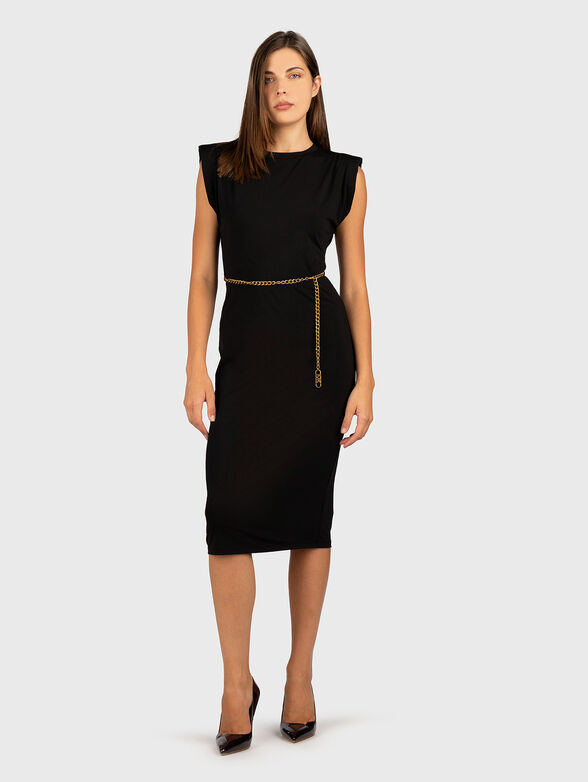 Midi slim dress with belt - 1