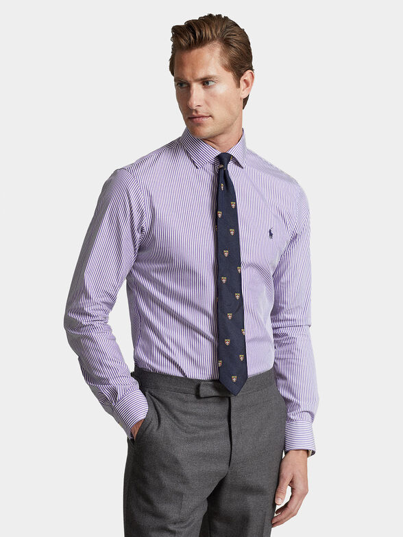 Shirt with checked pattern in purple - 1