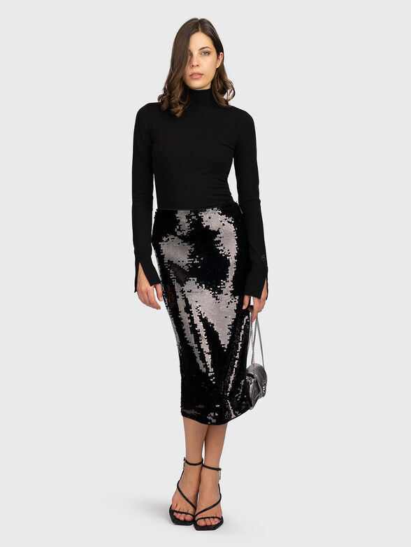 Black midi skirt with sequins - 4