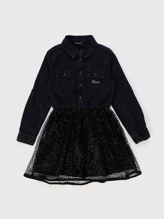 Black dress with appliqué rhinestones - 1