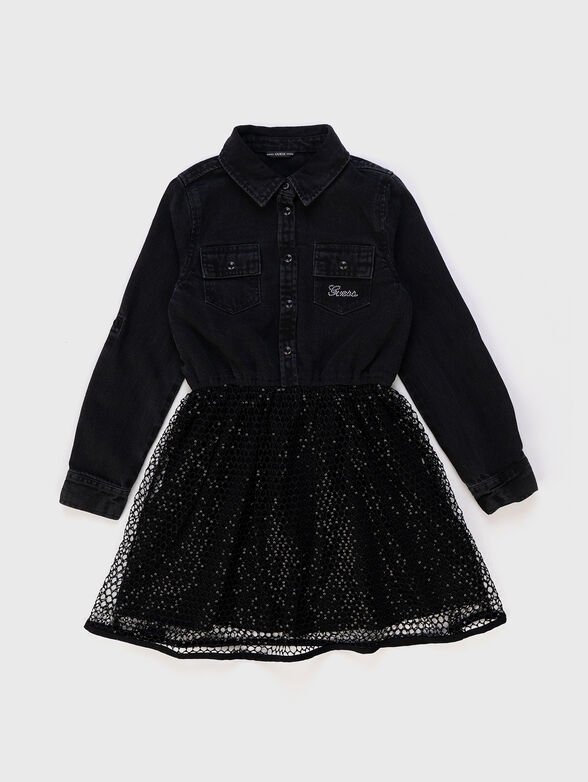 Black dress with appliqué rhinestones - 0