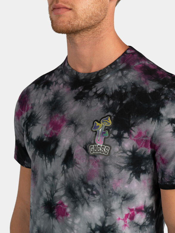 Black cotton t-shirt with tie-dye effect - 2