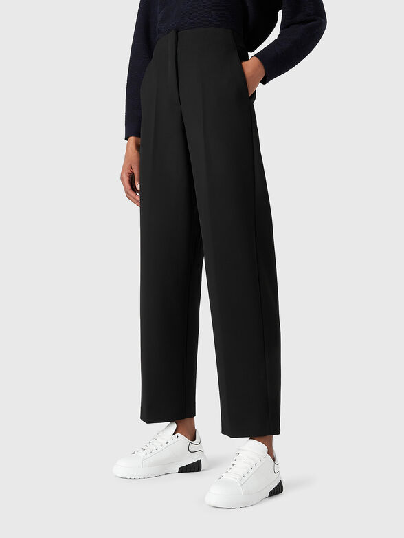 Black viscose blend trousers  - 1