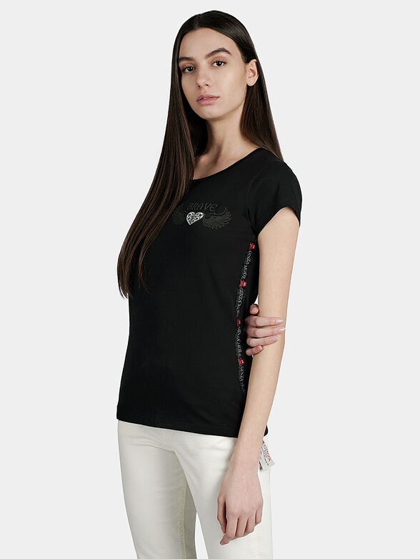 Black t-shirt with logo details - 1