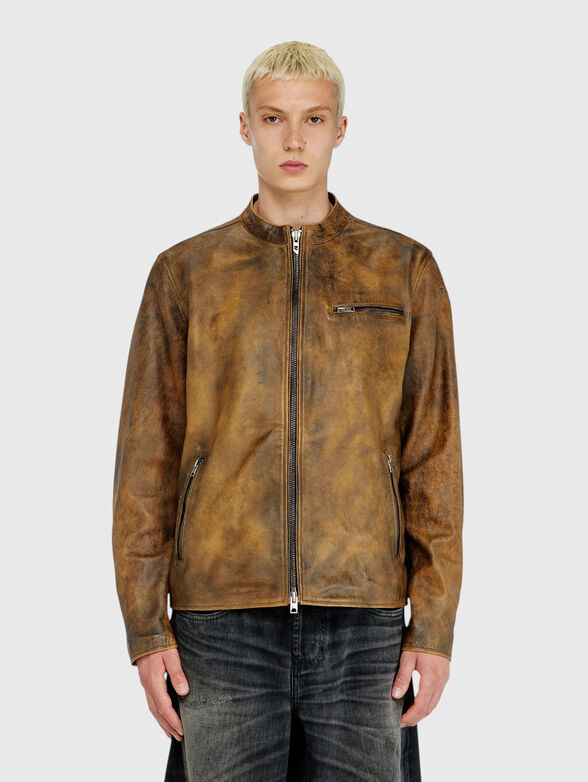 Leather biker jacket - 1