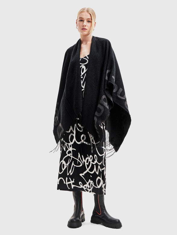Double-faced poncho with logo inscription - 2