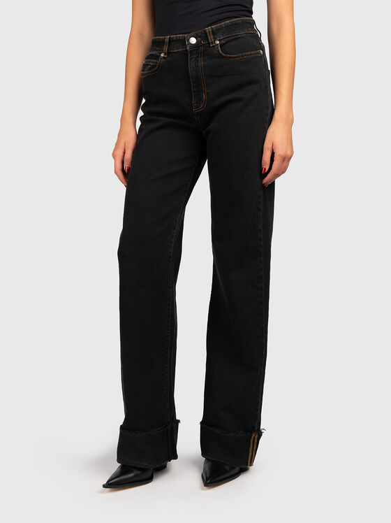 Прави дънки в черен цвят - 1