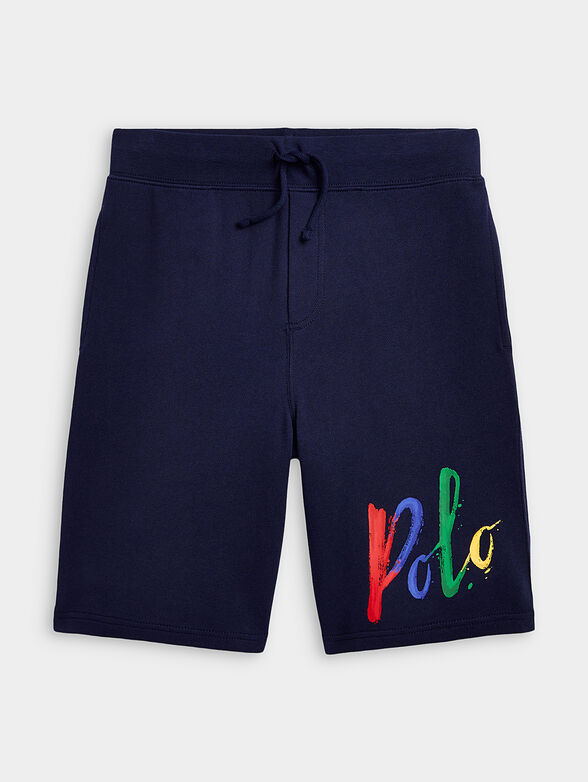 Blue shorts with logo print - 1