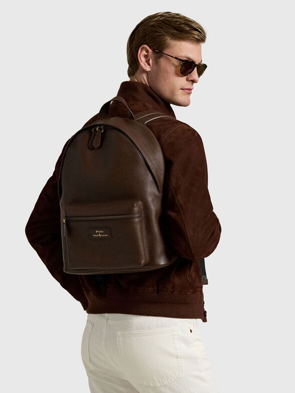 Leather backpack with logo - 2