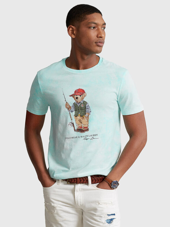 Blue cotton t-shirt with Polo Bear motif - 1