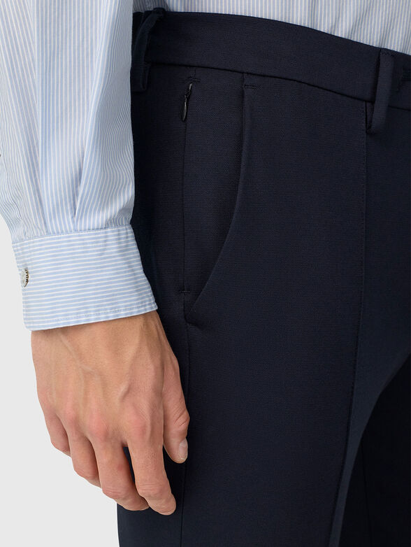 Dark blue cotton blend pants - 3