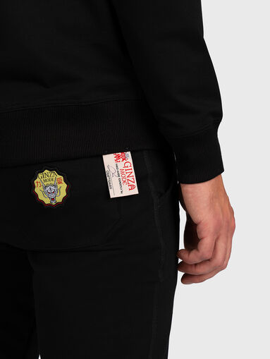 H007 Black hoodie with logo print - 4