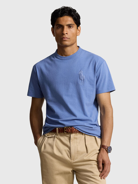 Blue T-shirt with logo embroidery - 1