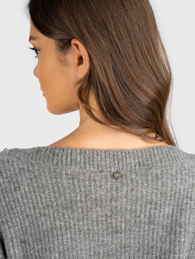 Wool blend sweater with rhinestones - 5