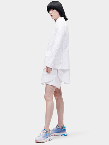 Black cotton blazer with openwork embroidery - 4