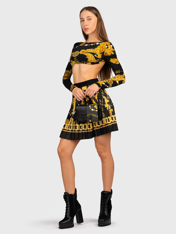 Mini pleated skirt with baroque print  - 4