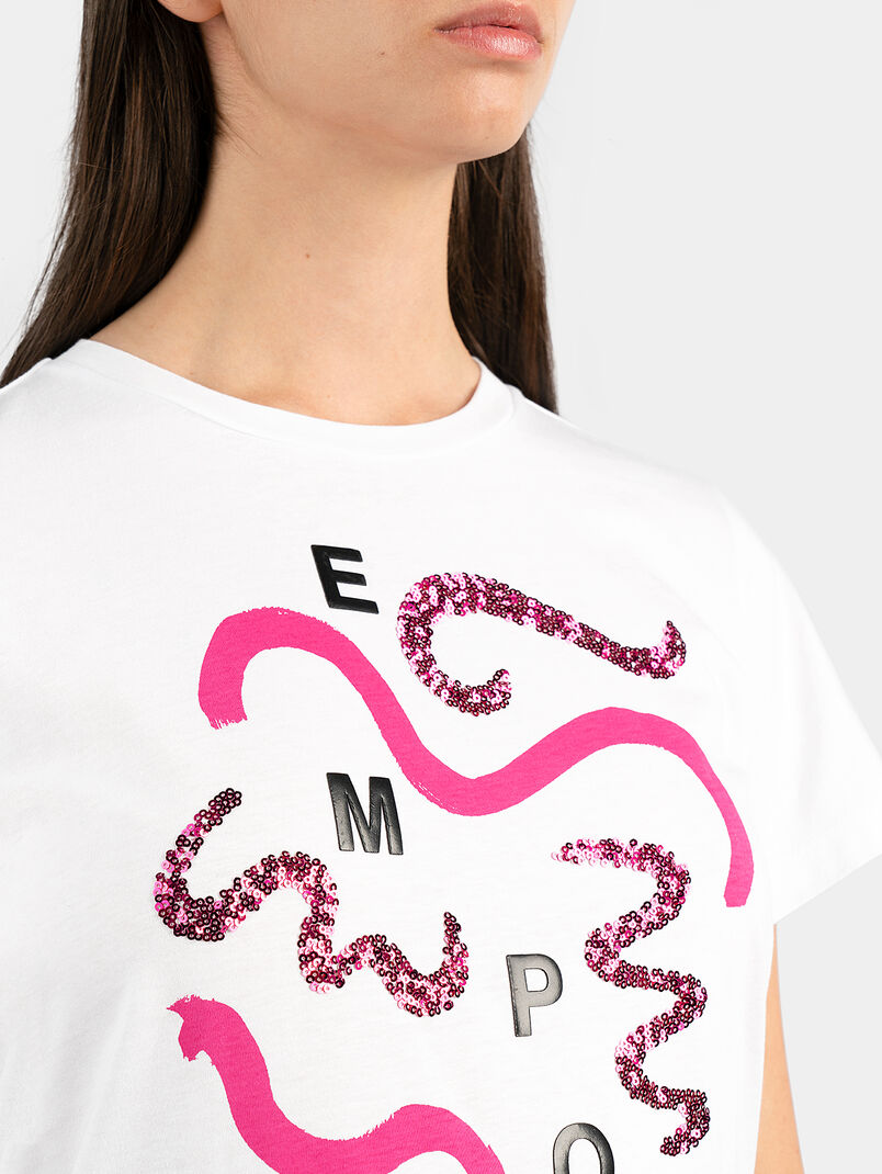 T-shirt with logo print and sequins - 3