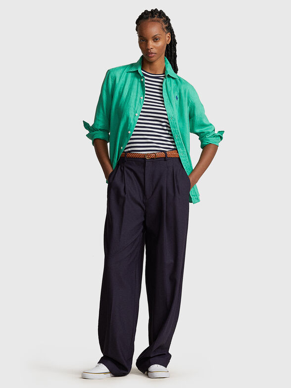 Logo detail linen shirt  - 2